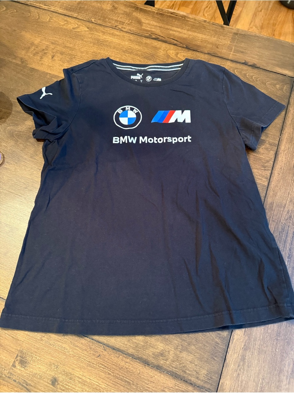Puma Women’s BMW Motorsport Black T-shirt with White Logos